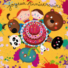 G&acirc;teau joyeux entour&eacute; d'amis et d'animaux